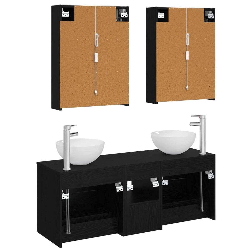 Set di mobili per il bagno 5 pcs Rovere Nero 3406728