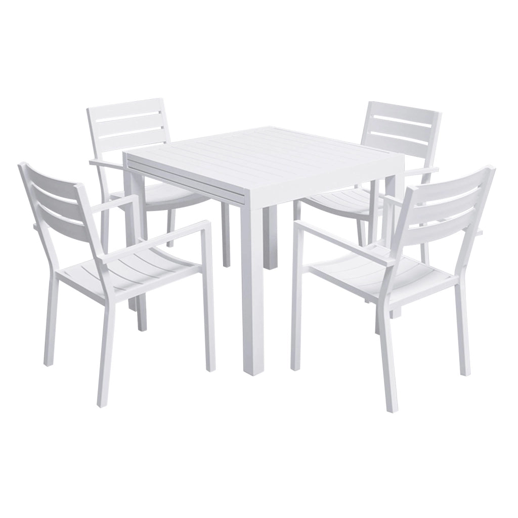 VENEZIASet di mobili da giardino allungabili 90/180 in alluminio bianco - 8 posti a sedere