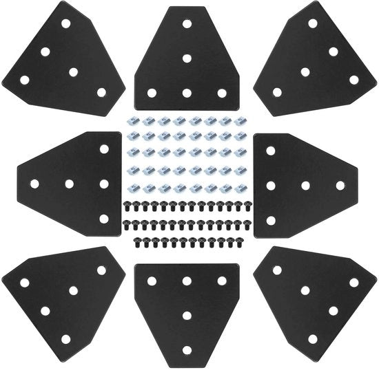 Connettori T-sleuf da 8 - Piastre T a 40 - Viti M8 a 40 - Viti a 5 punte M8 x 16 mm a 40 - Materiale in lega di alluminio - Adatto per profilo 4040 serie - Connettori per profilo in alluminio