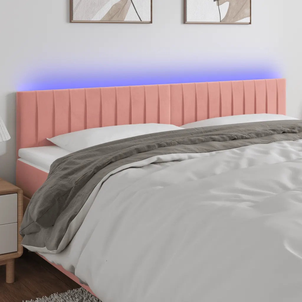 Testiera | Testata a LED Rosa 160x5x78/88 cm in Velluto