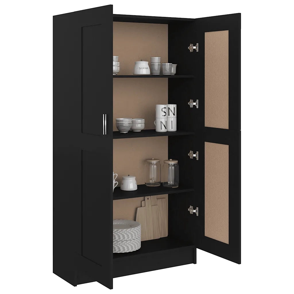 Libreria Nera 82,5x30,5x150 cm in Legno Multistrato 802724