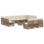 Set Divano da Giardino 14 pcs Beige polyrattan