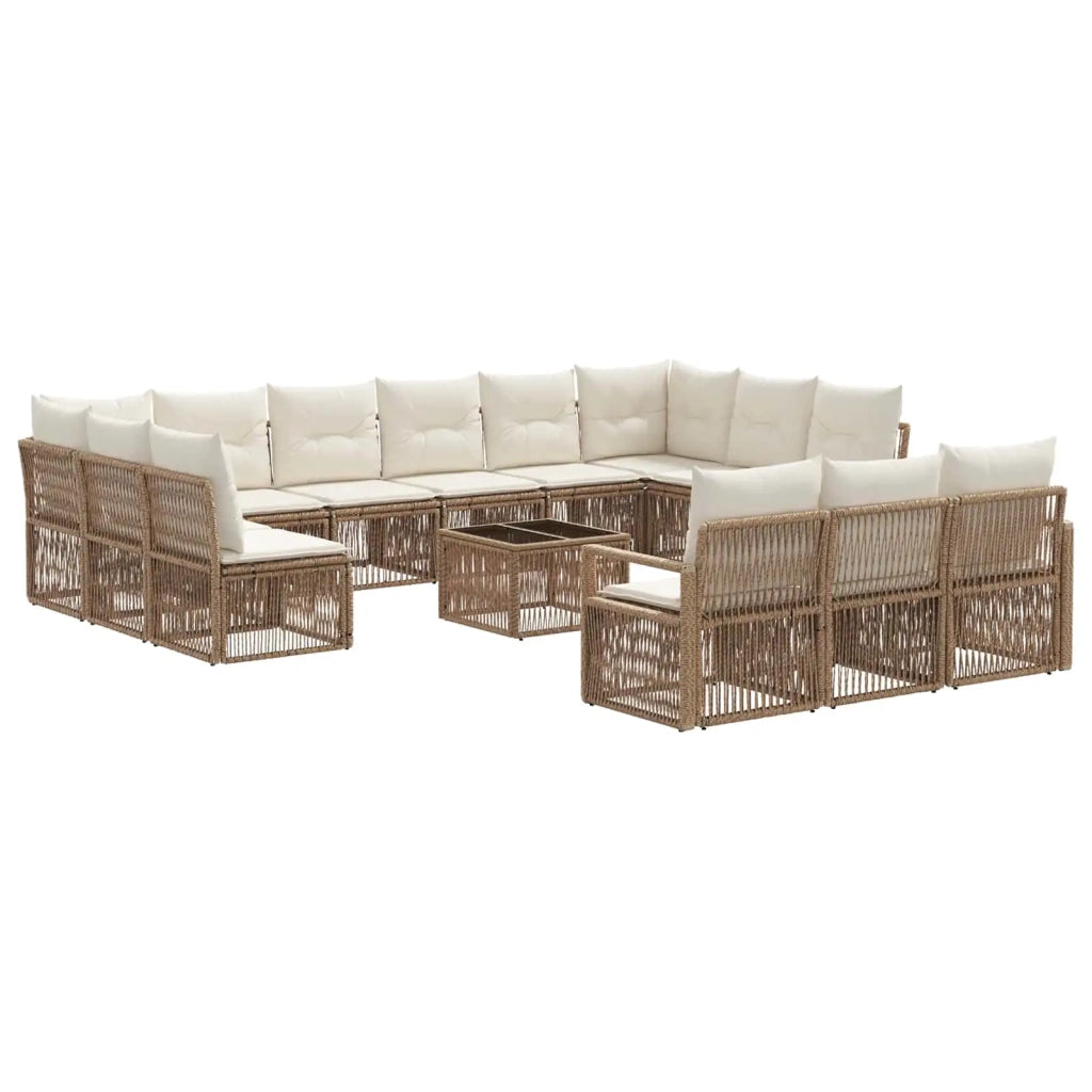 Set Divano da Giardino 14 pcs Beige polyrattan