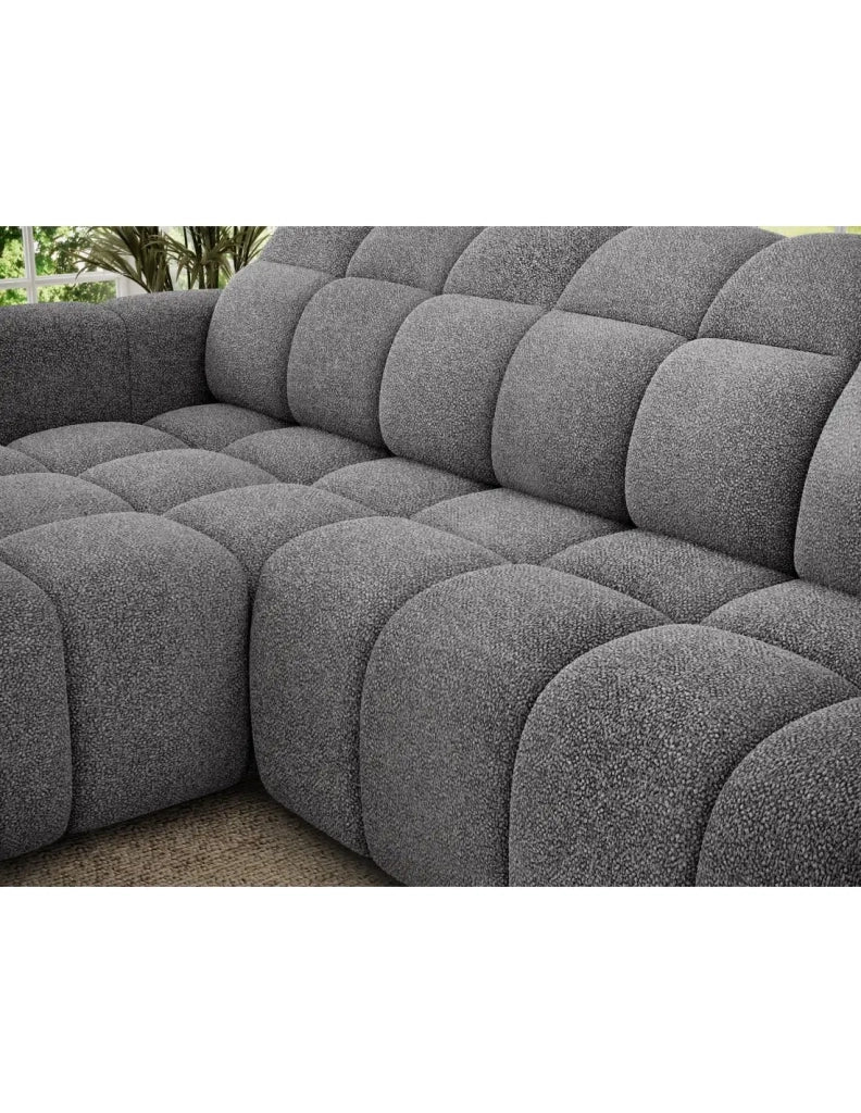 Divano angolare elettrico FANOTI 3 posti grigio melange – angolo sinistro – versione 2