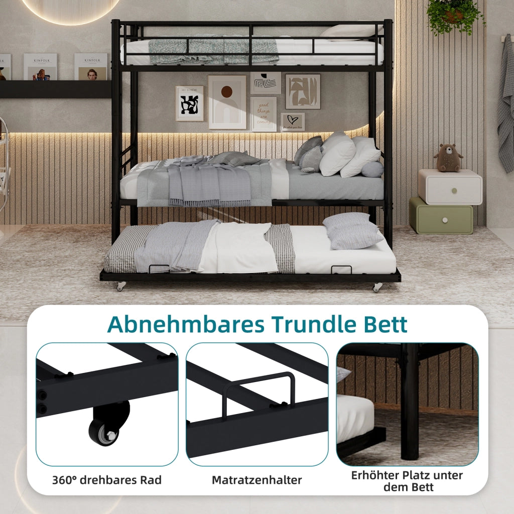 Letto a castello funzionale ferro nero 97x196 cm