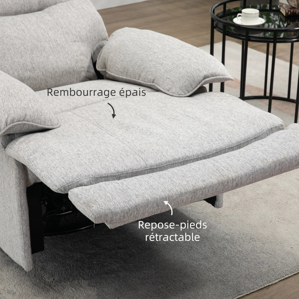Poltrona Relax Reclinabile Manuale con Poggiapiedi Regolabile in Tessuto Grigio Chiaro ¨C zephmum