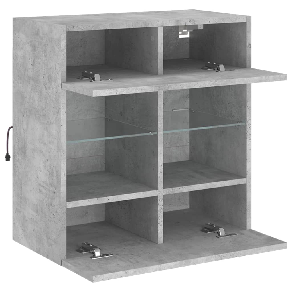 Mobile TV multimediale mensola TV credenza mobile TV parete attrezzata per sala da pranzo soggiorno camera da letto con luci LED 58,5 x 30 x 60,5 cm grigio 02_0027896