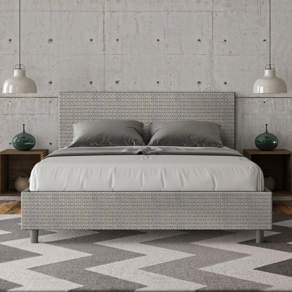 Letto Matrimoniale 160x200 cm con Rete e Contenitore Adele Labirinto 02 Grigio