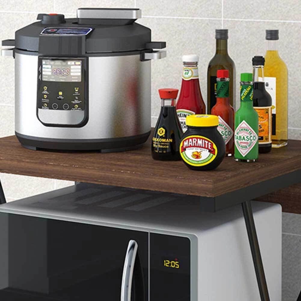 Scaffale Mensola Cucina Mobiletto Porta Microonde Cassetto Metallo Legno Noce