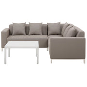 Set di 6 divani componibili per esterni con struttura in alluminio color tortora con cuscini sinistro