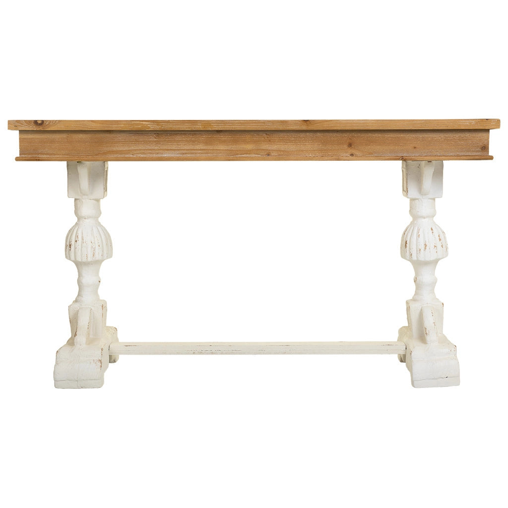 Mobile da ingresso in legno intagliato marrone 150x46x79h