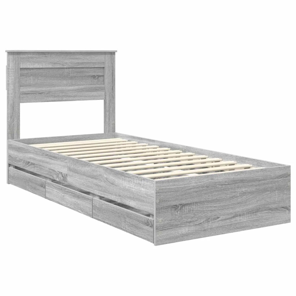 Struttura del letto con cassetto Grigio Sonoma 90 x 190 cm 3409877