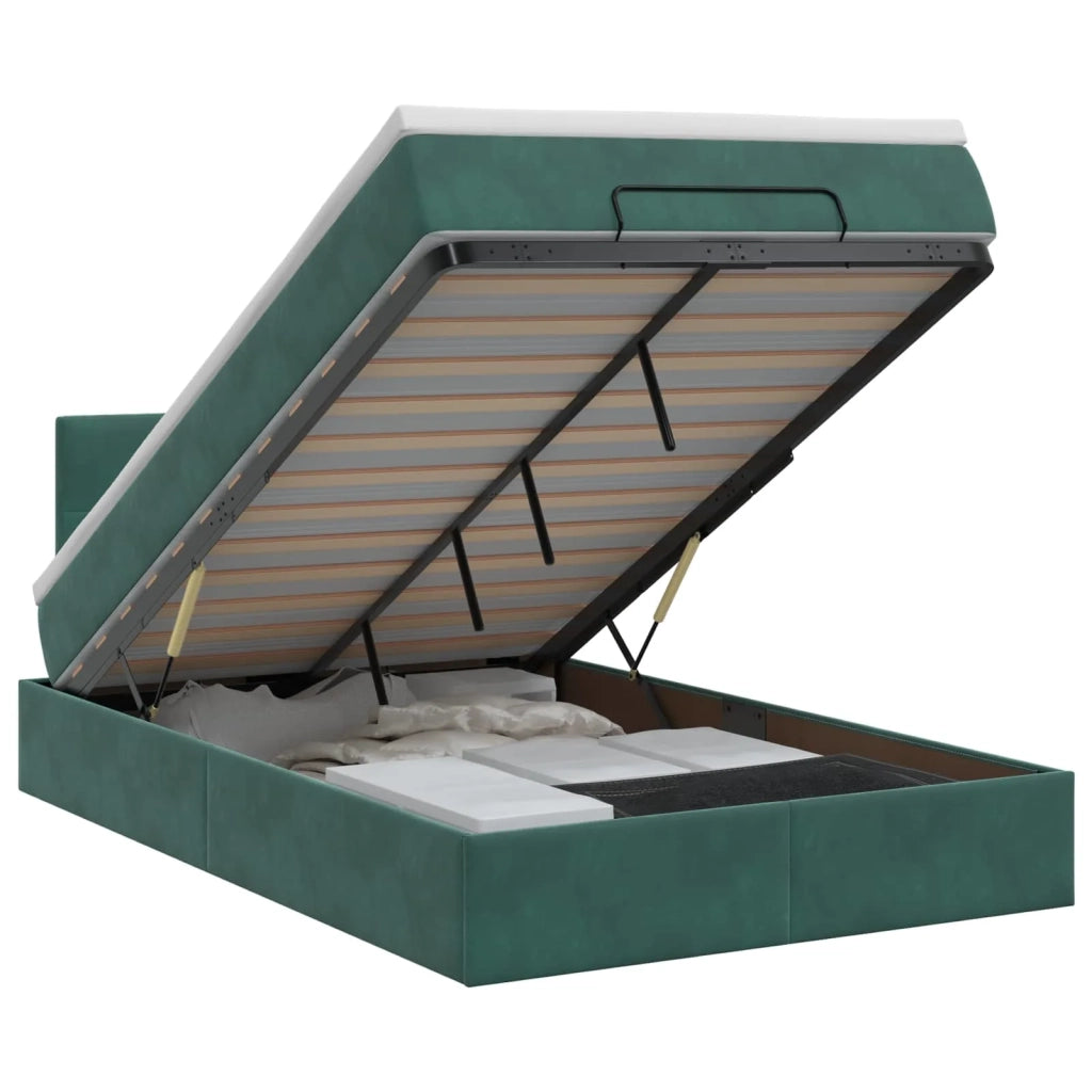 Letto ottomano con materasso Verde Scuro 120 x 190 cm Velluto 3456546