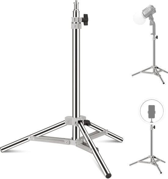 Tavolo di supporto fotografico regolabile in acciaio inossidabile da 80cm - adatto per riflettori, softbox, LED ring light e ombrelli con viti 1/4" - modello ST80SS