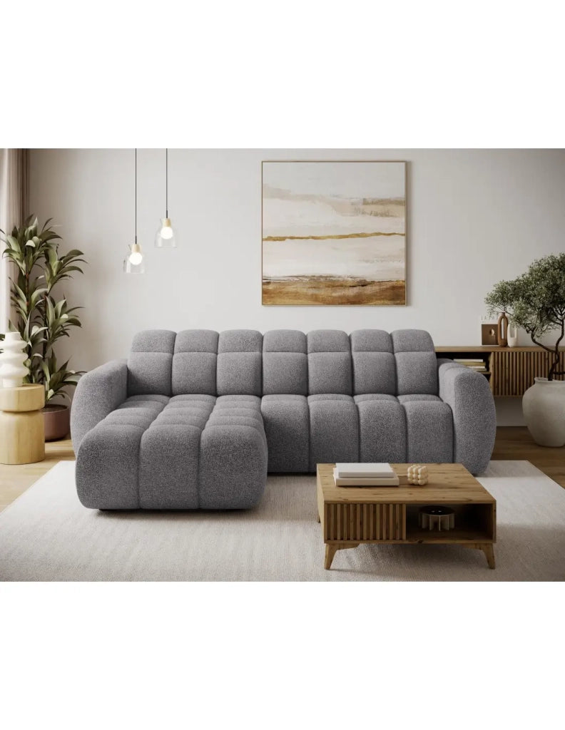 Divano angolare elettrico FANOTI 3 posti grigio melange – angolo sinistro – versione 2
