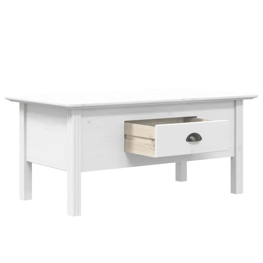 Tavolino da Salotto BODO 100x55x46cm Legno Massello Pino Bianco 355068