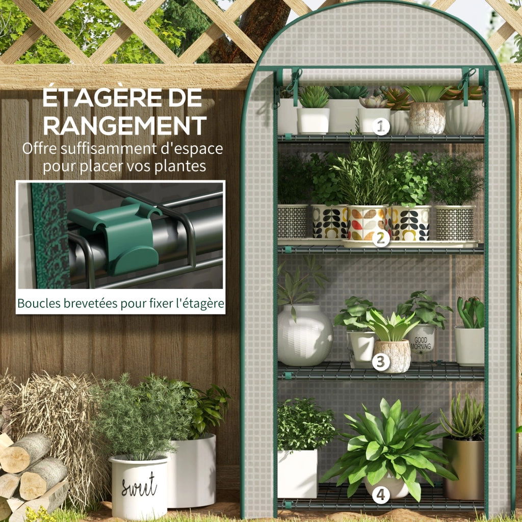 Serra da Giardino e Balcone con 4 Ripiani e Copertura in PE ¨C Minimal ¨C 80x50x160 cm Bianco
