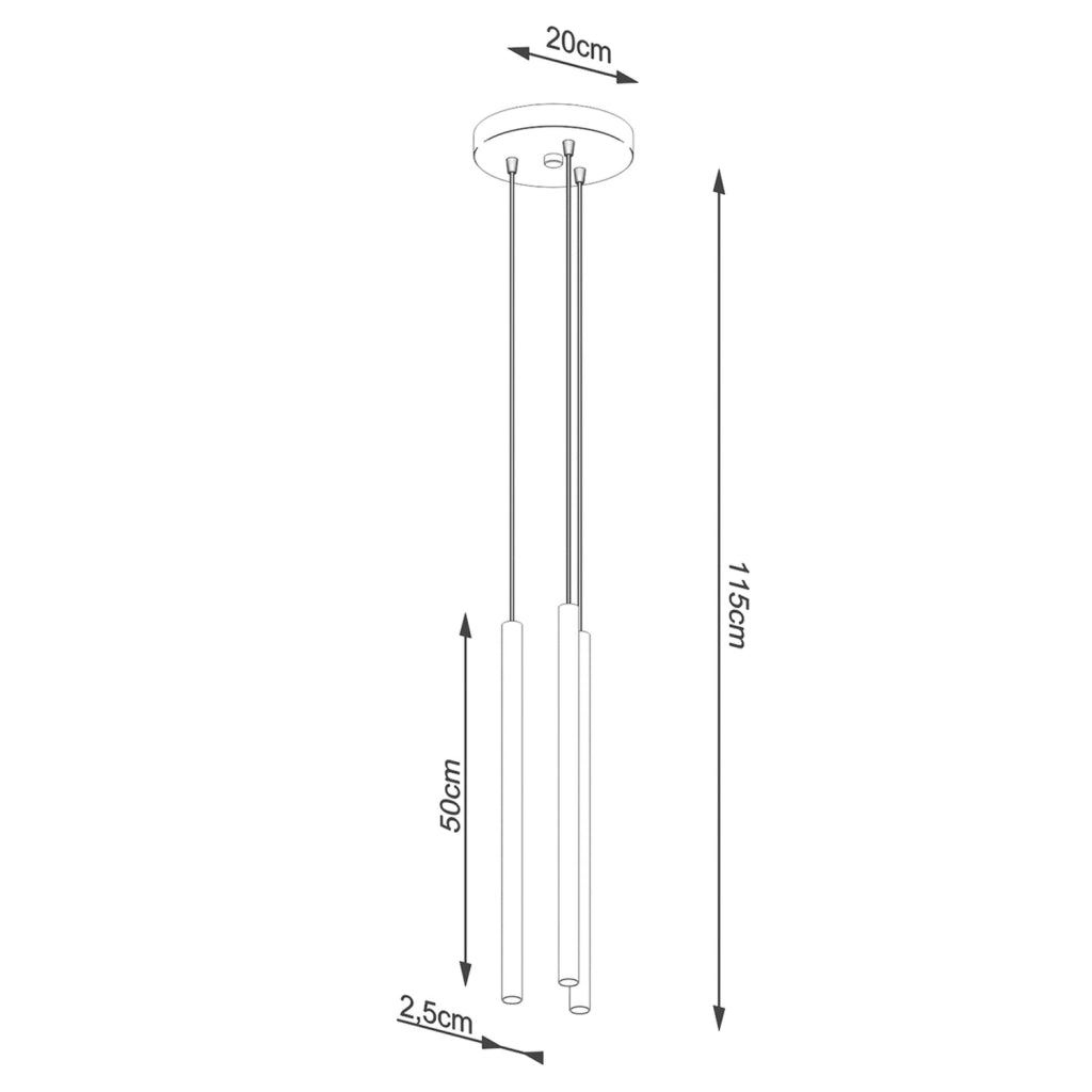 Lampada a sospensione Velino oro 3 luci tubi G9 Pure Lume