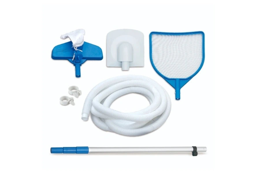 ELITE - PISCINA CON TELAIO IN VIMINI - 4,57 x 1,22 m, design in vimini (doppio rattan) con finestre, con pompa filtro 12 V - 3,8 m3, gradini di sicurezza pieghevoli, kit di manutenzione deluxe, copertura e telo di fondo