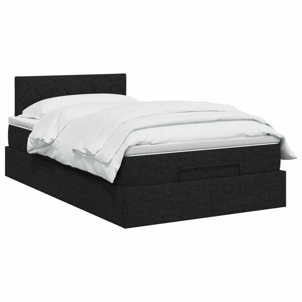 Letto Ottomano con Materasso e LED Nero 120 x 190 cm Tessuto 3458140