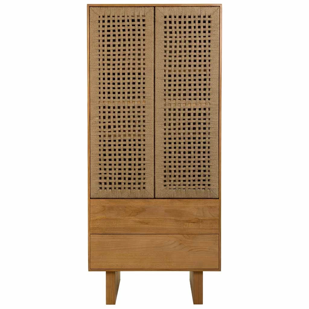 Armadio in legno e corda intrecciata marrone 75x45x170h