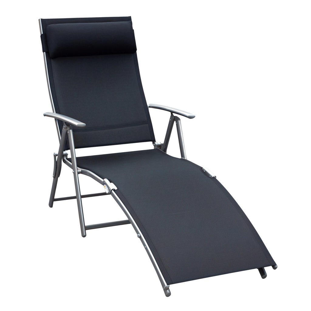 Sdraio da Giardino Pieghevole con Cuscino ¨C zephmum ¨C Nero, 137x63.5x100.5cm