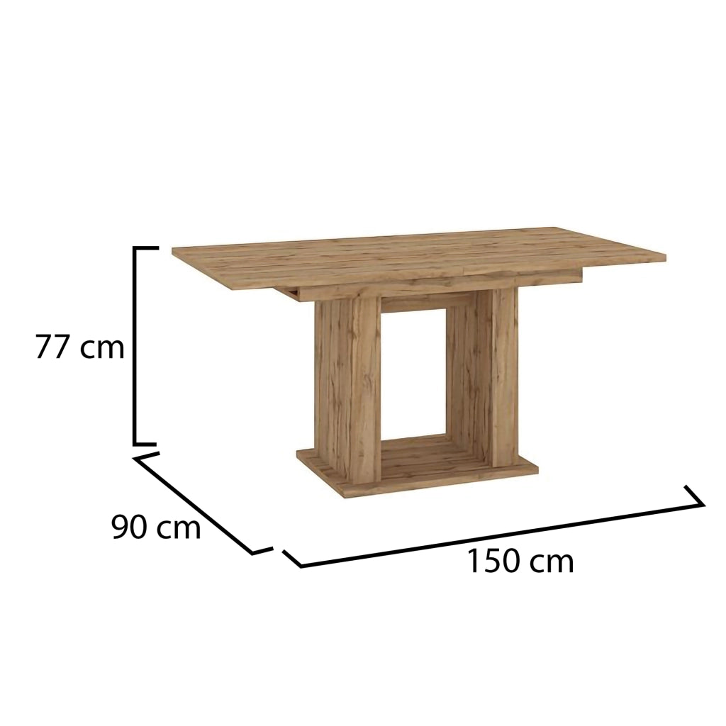 Lisato, Tavolo Fisso 6 Posti, 150x90x77h cm Marrone Rovere Nodi