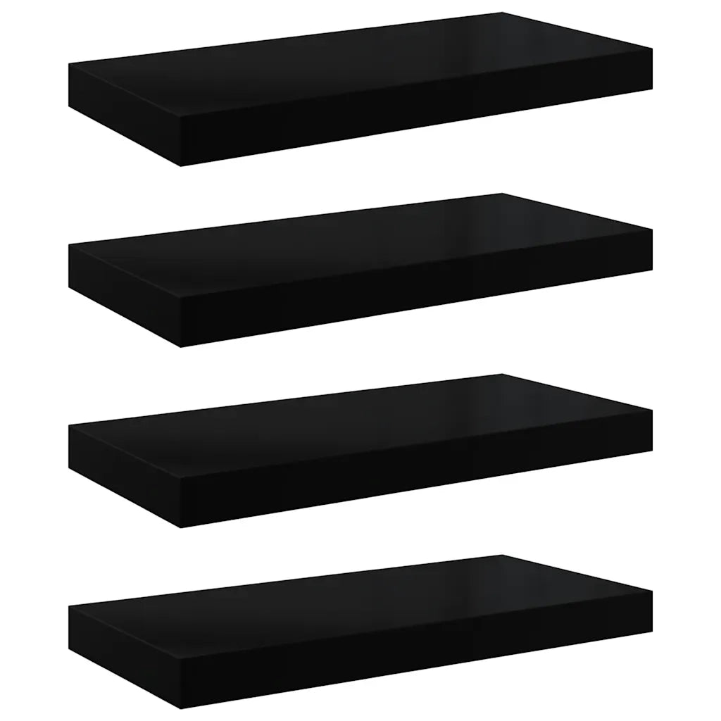Scaffali a Parete 4 pz Nero Lucido 50x23x3,8 cm in MDF 323768