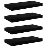 Scaffali a Parete 4 pz Nero Lucido 50x23x3,8 cm in MDF 323768