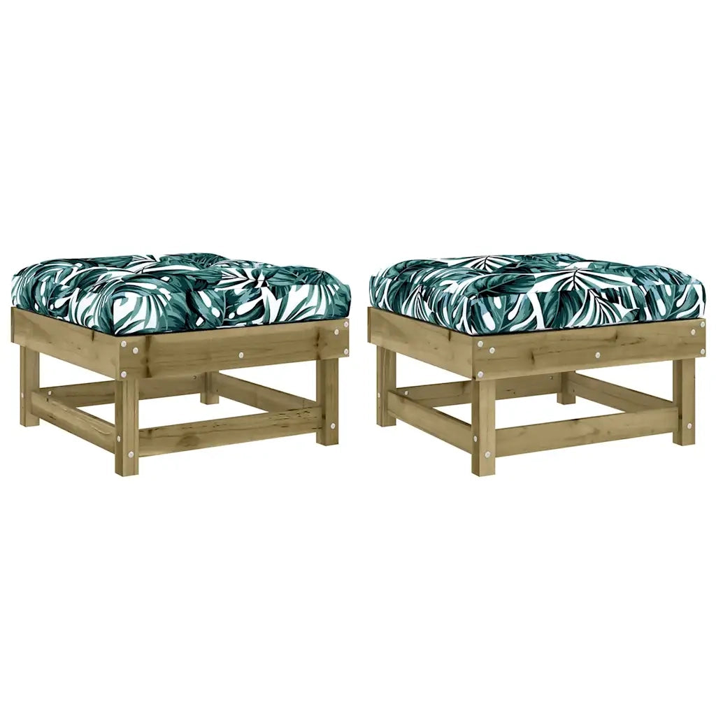 Poggiapiedi Giardino con Cuscini 2pz Legno Impregnato di Pinocod mxl 104742
