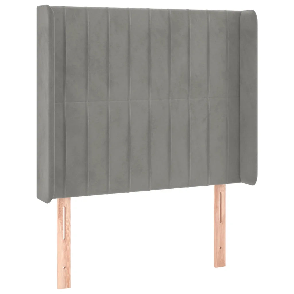 Testiera | Testata ad Orecchio Grigio Chiaro 103x16x118/128 cm in Velluto