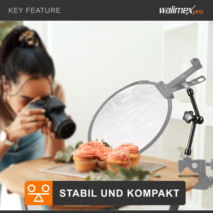 Walimex Pro Swivel Arm Magic 28 Braccio articolato - 280 x 70 x 39 mm - max 2 kg - collegamento 2x 1/4" - Supporto per reflex stativi video rig dolly