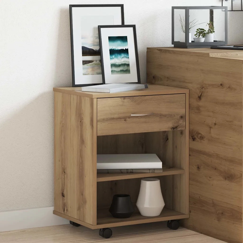 Armadietto con Ruote Rovere Artigianale 46x36x59 cm Truciolato 856661