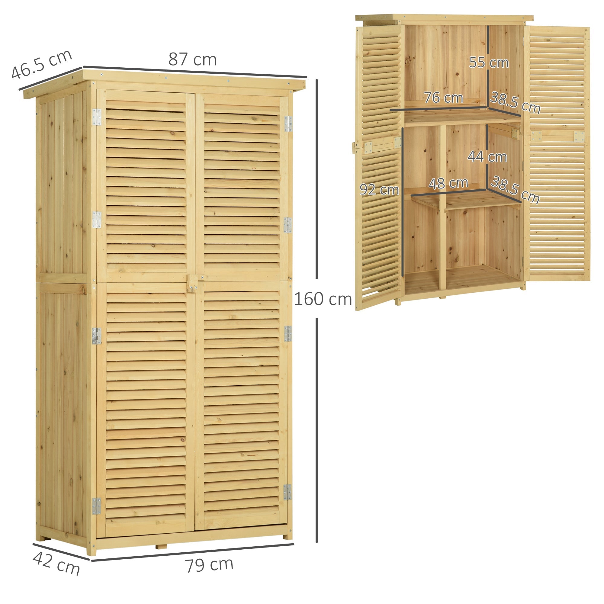 Armadio Mobile Portaoggetti da Giardino 87x46,5x160 cm in Legno