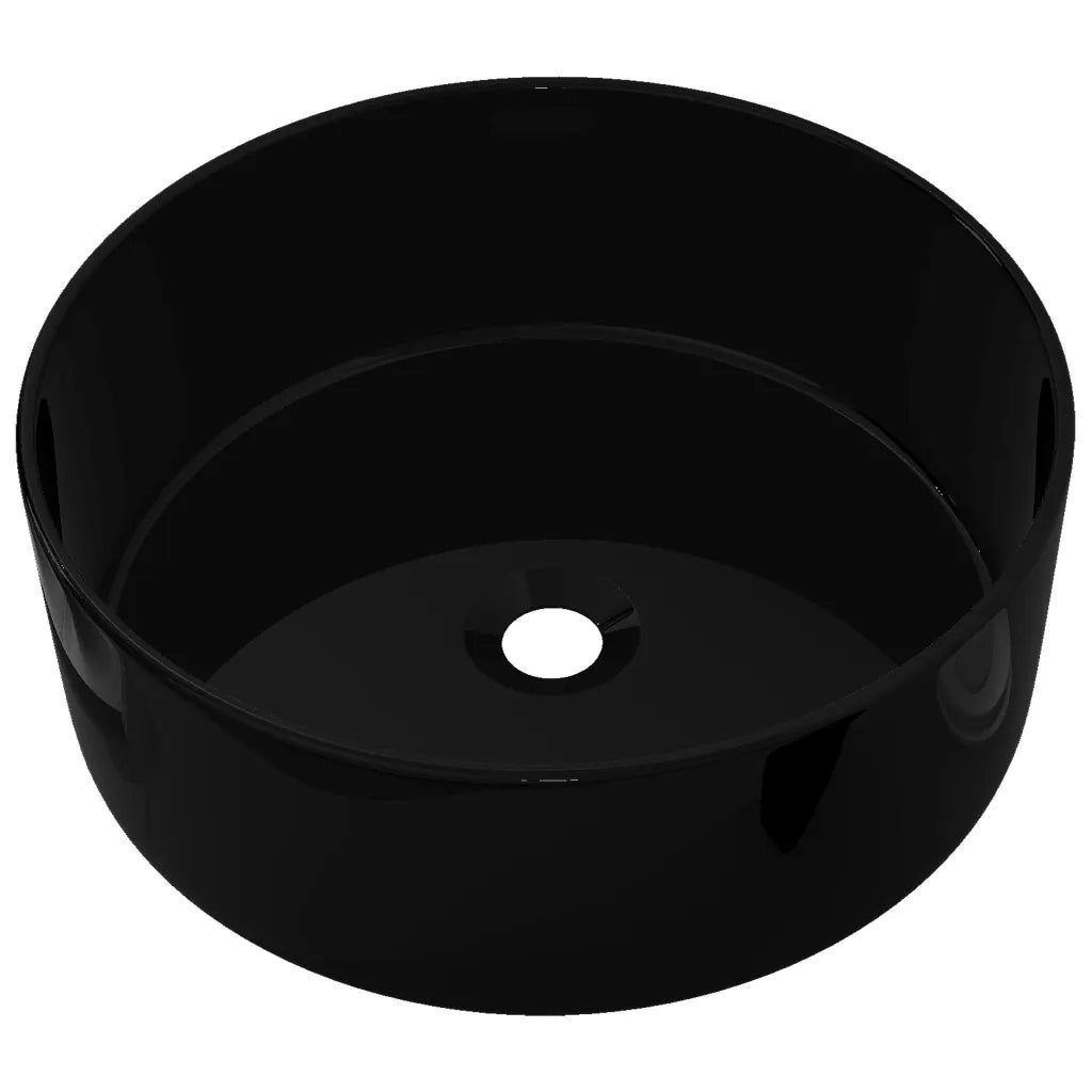 Lavandino Tondo in Ceramica Nero 40 x 15 cm 142737