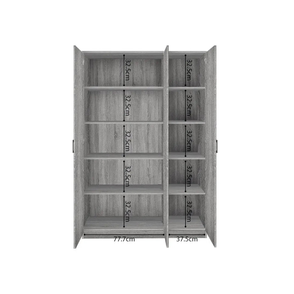 Armadio REY – 3 porte – 120×180 cm – Rovere grigio – Stile scandinavo