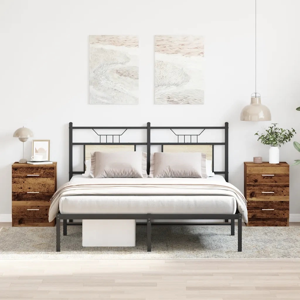 Set di 2 Comodini | Armadio da Notte | Mobiletto da notte Legno Antico 38x35x55 cm in Legno Multistrato