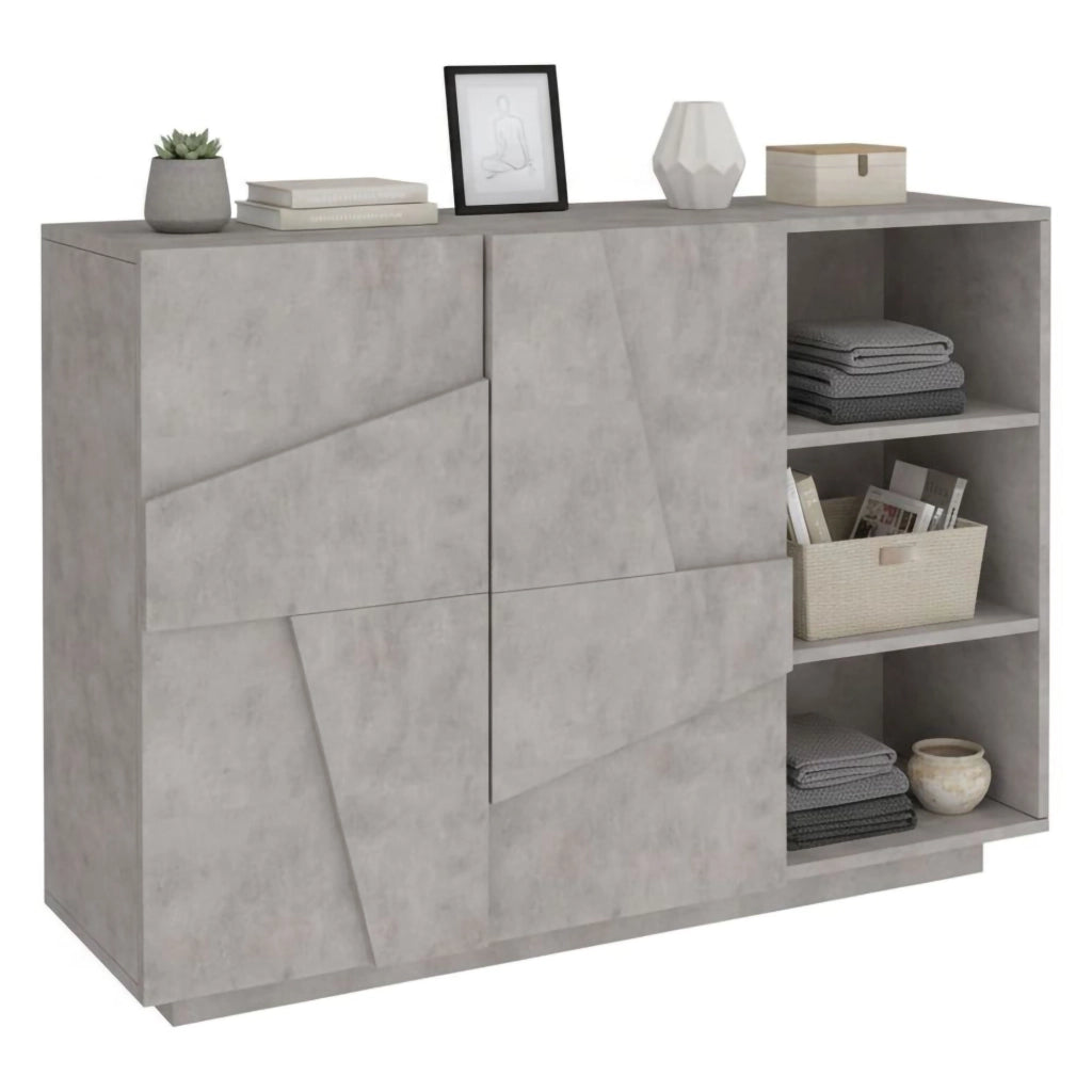 Mobile da ingresso a 2 ante e scaffali Acab, Made in Italy, Entratina moderna, Credenza per atrio, cm 121x38h86, Grigio Ardesia