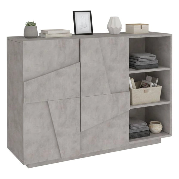 Mobile da ingresso a 2 ante e scaffali Acab, Made in Italy, Entratina moderna, Credenza per atrio, cm 121x38h86, Grigio Ardesia