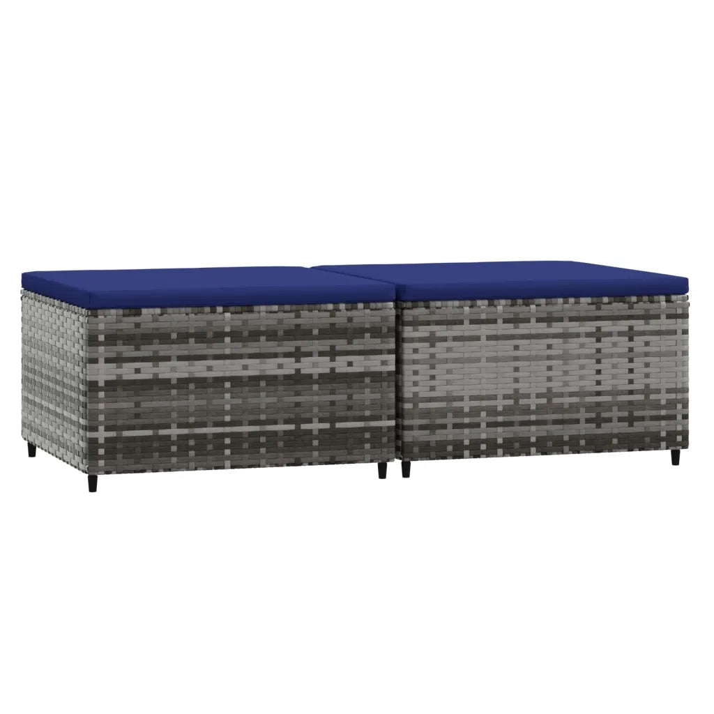 Poggiapiedi da Giardino con Cuscini 2 pz in Polyrattan Grigio CFW9523178