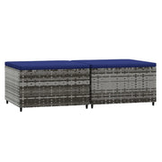 Poggiapiedi da Giardino con Cuscini 2 pz in Polyrattan Grigio CFW9523178