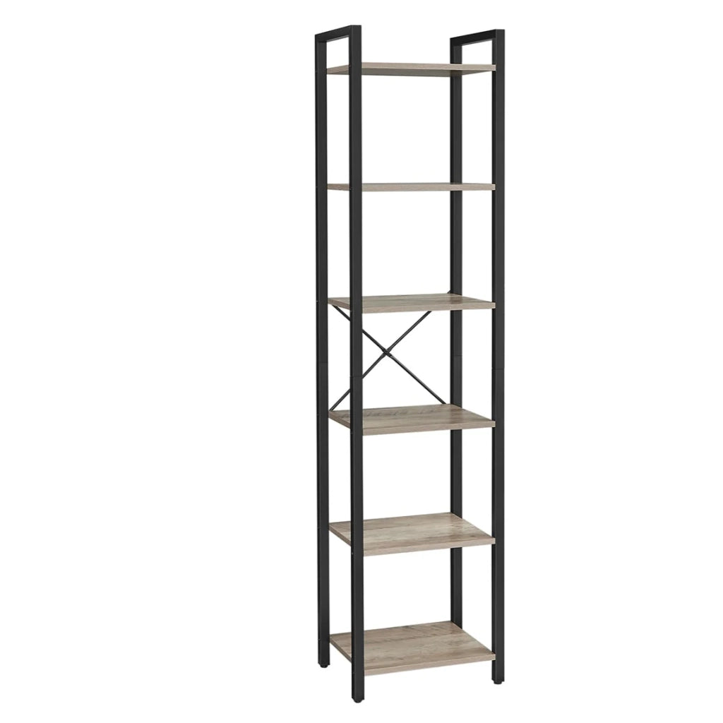Libreria a 6 ripiani mobile contenitore aperto per ufficio soggiorno camera da letto 30 x 40 x 187,5 cm grigio 12_0004187