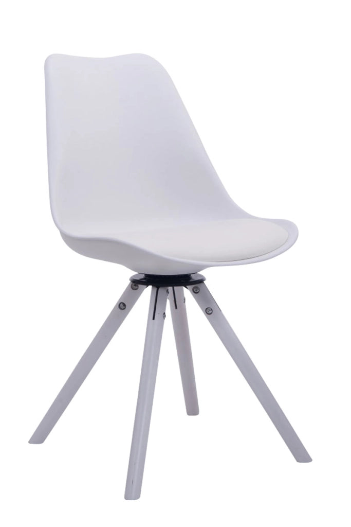 Sedia design Troyes Girevole Similpelle Rotondo bianco,bianco