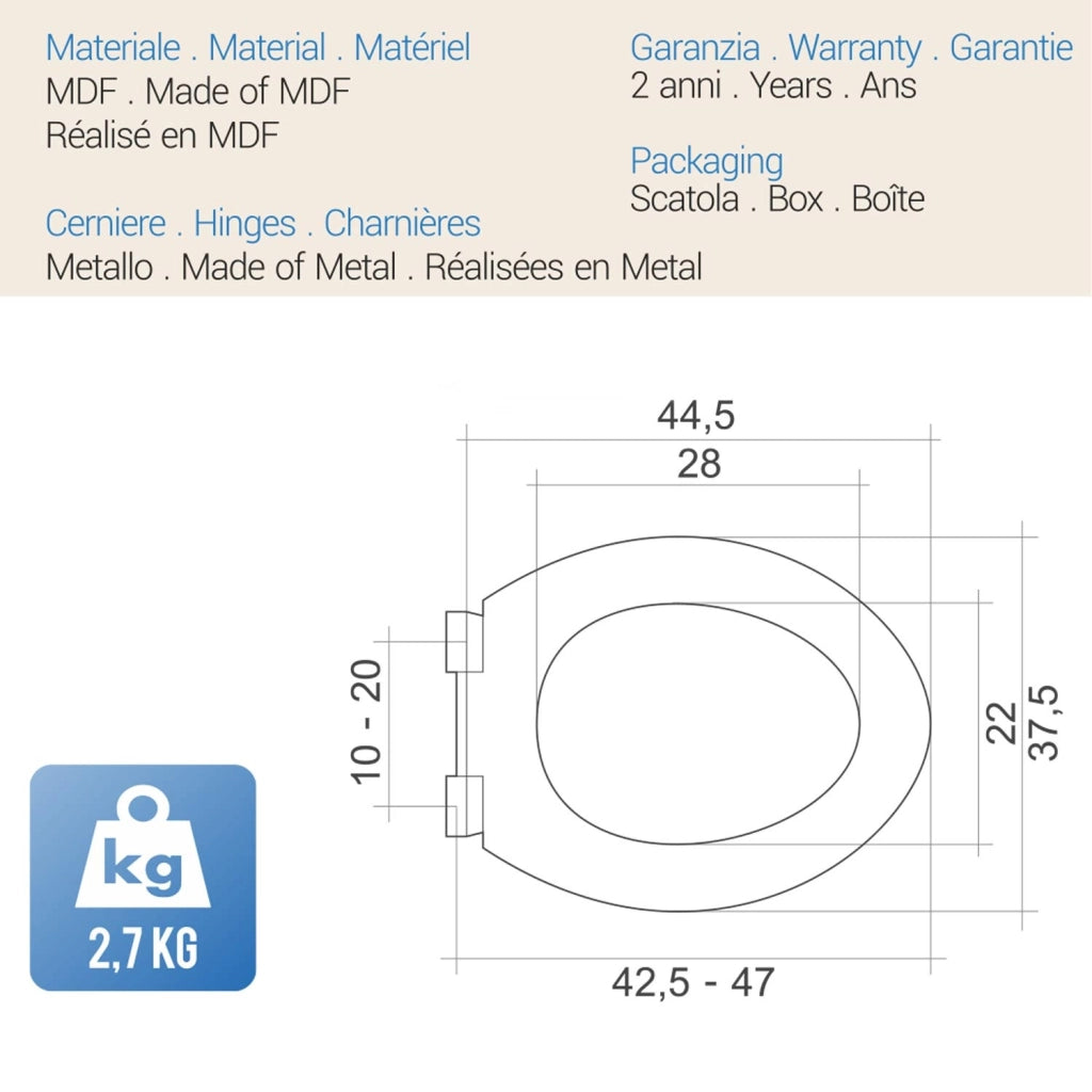Sedile Wc Copriwater Copriasse Faggio mod. Pegaso