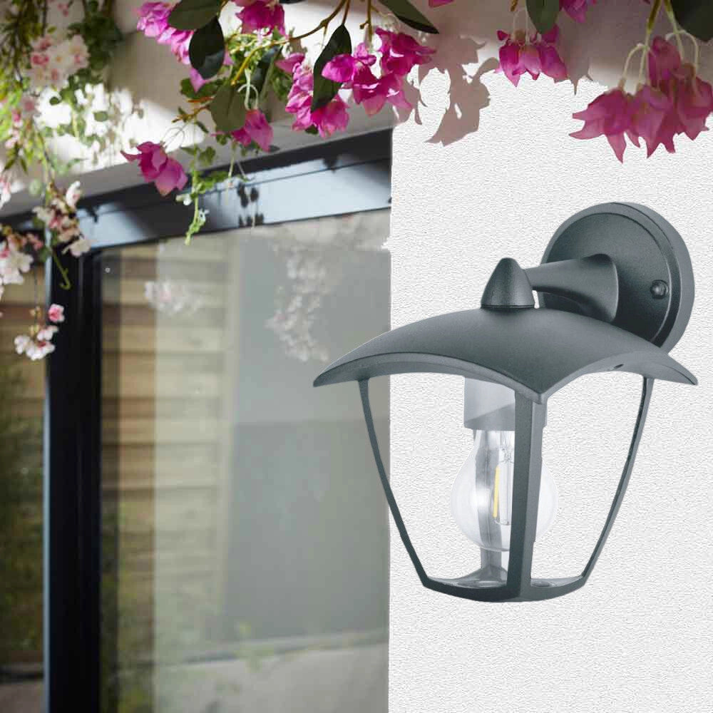 Trade Shop - Applique Lanterna Da Parete Per Giardino Facciate Lampada Da Muro E27 Ip44 819wb-b232 - Grigio Scuro