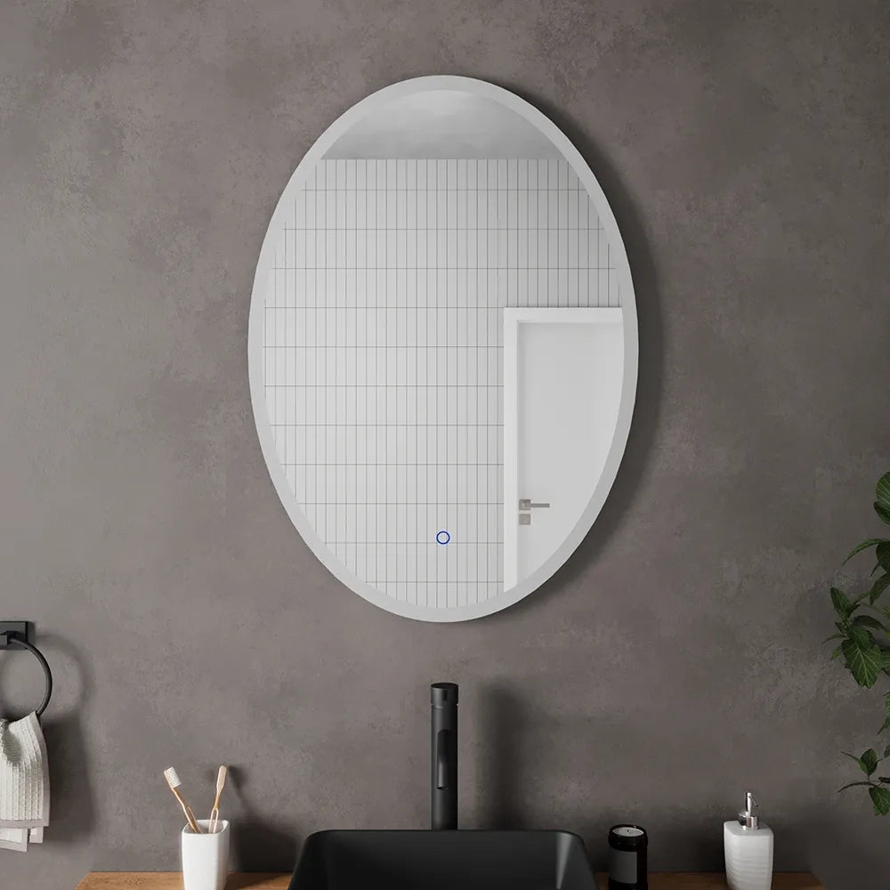 Specchio led ovale 50x70 cm touch screen luce calda/fredda | Leaf