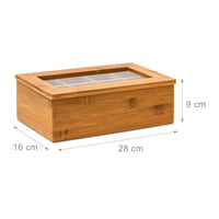 Scatola da tè in bambù 8 scomparti Scatola di bustine di tè da cucina sfuse 28 cm beige 4313041