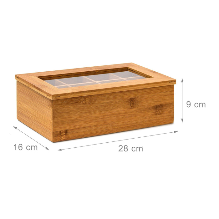 Scatola da tè in bambù 8 scomparti Scatola di bustine di tè da cucina sfuse 28 cm beige 4313041