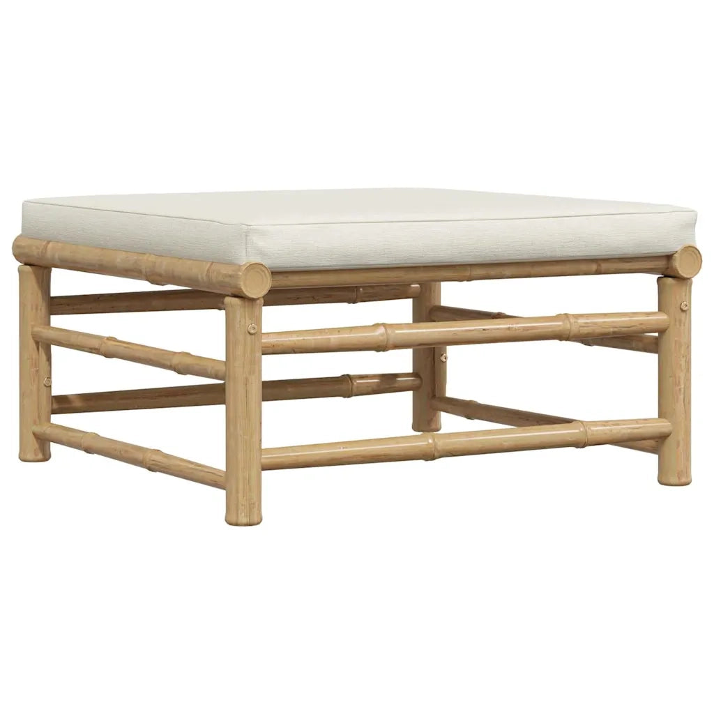 Sedia da giardino-Poggiapiedi da Giardino con Cuscino Bianco Crema in Bamb¨´ 600783