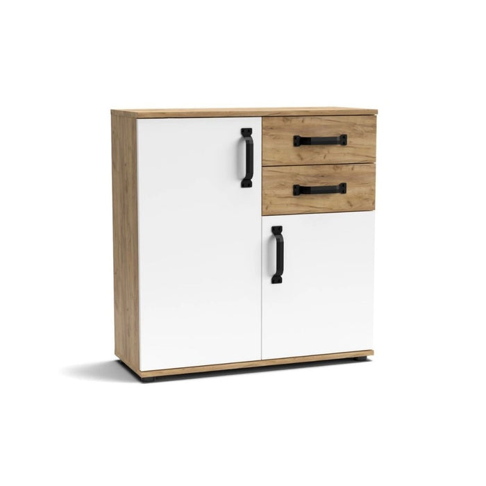 Credenza rovere bianco 2 ante e 2 cassetti 80x32x83 Mosso MO2